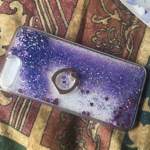 iPhone 7 Plus floating glitter case with stand